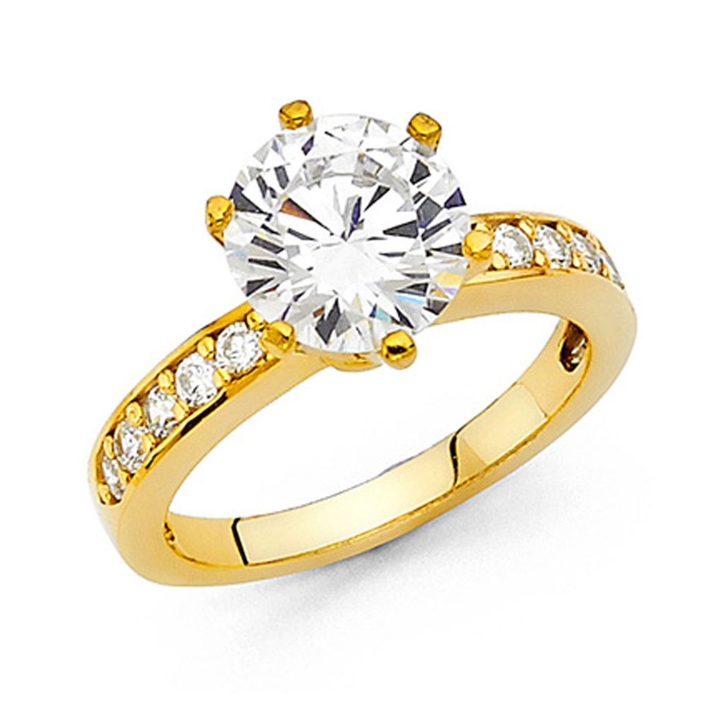 14k 2.75-CT Round-Cut 6-Prong & Pave CZ Ring